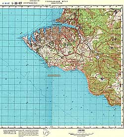 Топографическая карта Фиолента. Генштаб, 1:100 000